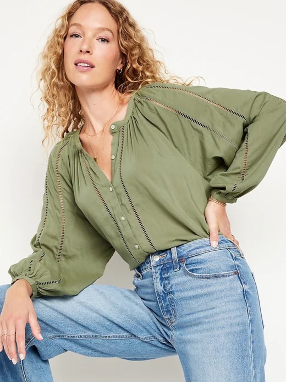 OLD NAVY Button-Down Boho Blouse in Bare Ground - 3X